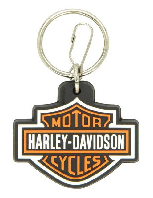 Portachiavi con logo Harley-Davidson® Bar & Shield, materiale gommato, arancione