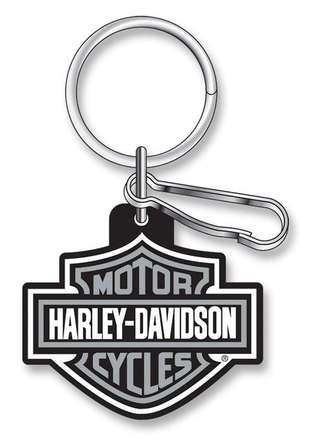 Portachiavi Harley-Davidson® Classic Bar & Shield con portachiavi e clip, grigio