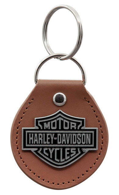 Portachiavi in vinile con logo Harley-Davidson® Classic Bar & Shield - Marrone e argento