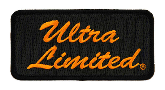 Toppa da cucire emblema Ultra Limited ricamato Harley-Davidson® da 4 pollici - nero/arancione