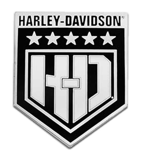 Harley-Davidson®  Spilla in metallo con scudo bianco H-D, finitura argento antico