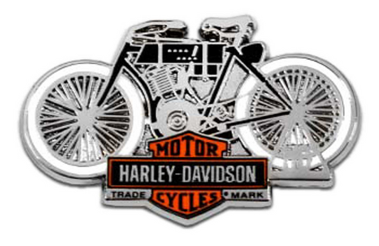 Spilla in metallo B&S per moto vintage Harley-Davidson®, finitura argento antico
