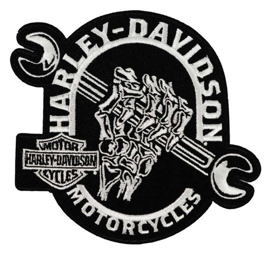 Toppa da cucire ricamata con emblema delle dita spettrali Harley-Davidson® da 4 pollici - nera
