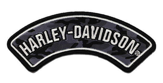 Toppa da cucire con emblema a bilanciere mimetico ricamato Harley-Davidson® da 5 pollici - nera