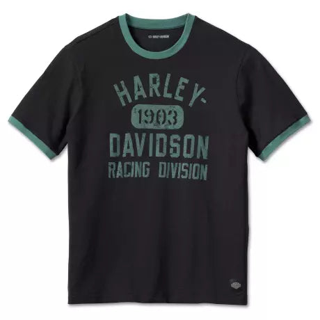 T-shirt da uomo Harley-Davidson Racing Ringer nera/verde