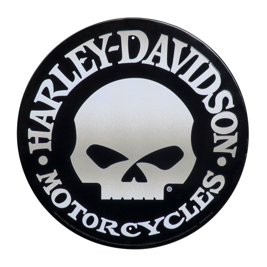 Insegna in latta in rilievo - Argento lucido Logo teschio Willie G - Harley-Davidson®