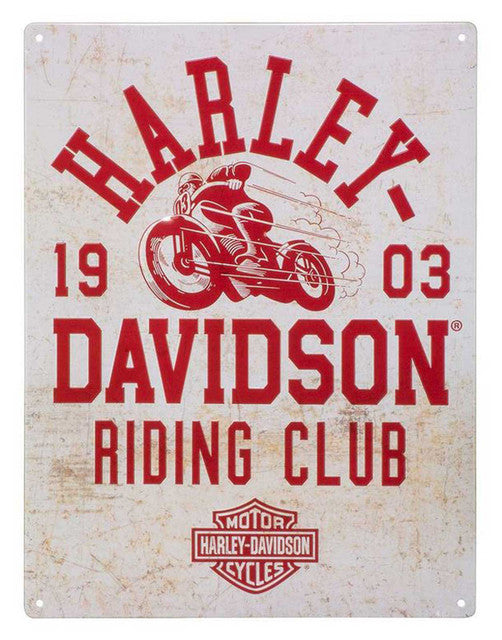 Targa in metallo goffrata Harley-Davidson®, barra del circolo equestre e logo scudo