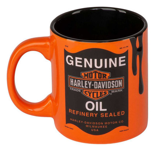 Harley-Davidson® Oil Can Bar & Shield Logo 18 oz. Tazza da caffè in ceramica - Arancione