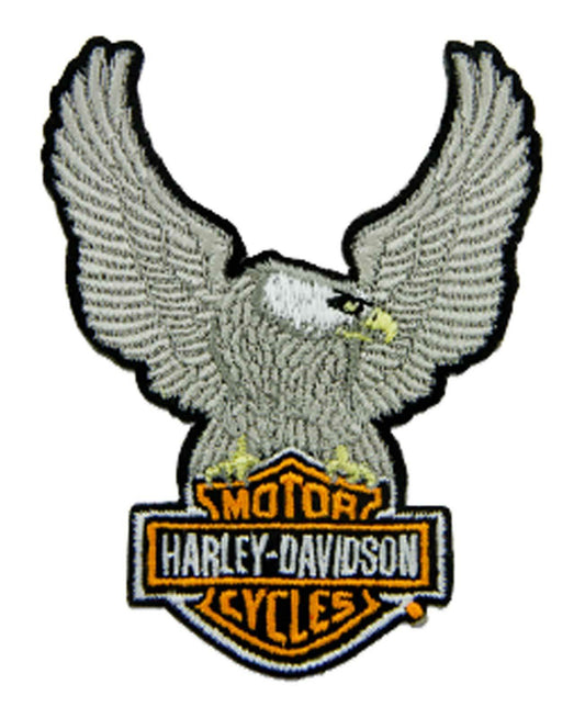 Harley-Davidson 3,5 in argento ricamato barra aquila emblema scudo toppa cucita