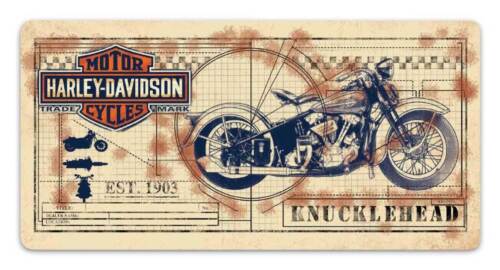 Targa in metallo goffrata con stampa Knucklehead Harley-Davidson