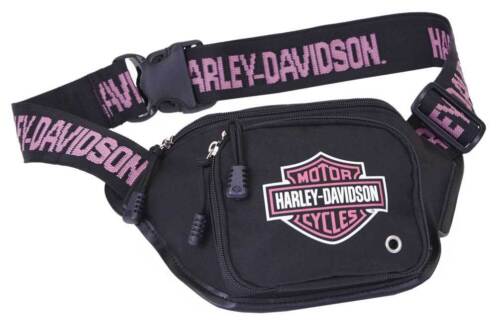 Harley-Davidson Borsa da cintura con logo barra e scudo rosa, resistente all'acqua