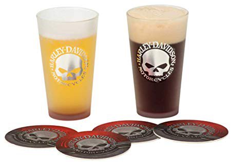 Metallic Willie G Skull Logo Pint Glass & Coaster Set